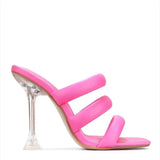 Star Style Transparent PVC Crystal Clear Heeled Women Slippers Fashion High Heels Female Mules Slides Summer Sandals Shoes
