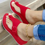Summer Women Slipper Buckle Decoration Beach Sandals Female Wedge Shoes Lady Outdoor Non-slip Slippers Fashion
