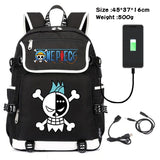 Anime Canvas Backpack Cartoon One Piece Cosplay Shoulder Bag School Laptop Bag Men Women USB Charging computer Travel