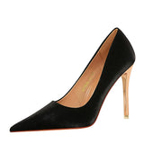 Breakj Sexy Slim Heel Ultra High Heel Silk Satin High Heel Shallow Pointed Heels Women's Singles