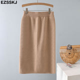 long bodycon Thick sweater midi skirt female autumn winter 2021 female split back warm mid-length slim knit skirt