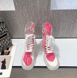 Platform Boots 2021 New Fashion Women Waterproof Ankle Boots Feminine Clear Heel Short Boots Sexy Female Rain
