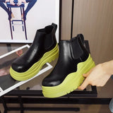 White Chelsea Boots Women 2021 Autumn Fashion PU Leather Punk Gothic Shoes Female Platform Short Combat Ankle Boots