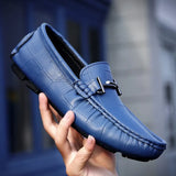 Leather Men Shoes Luxury Brand Casual Slip on Formal Loafers Men Moccasins Italian Black Blue Male Driving Shoes