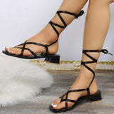 Summer Thick Heels Gladiator Sandals Women 2023 Ankle Strap Clip Toe Sandals Woman Plus Size 43 Beach Rome Shoes