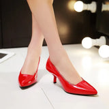 Breakj Middle Heel Single Shoe Large Size Paint Surface Fine Heel