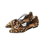 cross-tied gladiator summer shoes woman pointe toe cut out flat lace up ballet flats Roman style D'orsay shoes big size