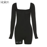 casual streetwear black spring summer print letter skinny playsuit women elastic yoga fitness sportwear female