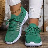 Breathable Running Shoes for Women Non Slip Knitted Green Sneakers Woman Soft Sole Slip On Casual Flats Plus Size