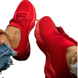 Breakj Solid-Color Sneakers Women's 2023 New Wish Mesh Thick-Soled Casual Flying