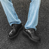Breakj Shoes Thick Platform Round Head Comfortable Big Head Men's Shoes Locomotive Shoes Nightclub Handsome Boy Barber Men's Shoes