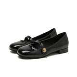 Shoes Female Spring And Autumn New Square Head Shallow Flat Shoes Women's College Wind Mary Jane Shoes Women Lacquer Leather Small Single Shoes