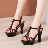 Woman Sexy High Heels Ladies Summer Dress Shoes For Women Female Leather Platform Wedge Heel Elegant Sandal 32 35 36 37