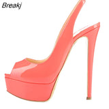 New 2023 Women Sandals Sexy 14CM Super High Heels Open Toe Platform Sandals Gladiator Party Dress Red Wedding