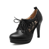 Breakj Water Platform High Heel Belt Women's Shoes Splicing Lace Fine Heel Single Shoes Large Size
