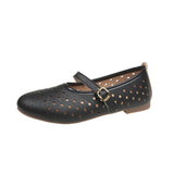 Breakj Hollow Mary Treasure Shoes Women 2025 Autumn Round Head Casual Button Button Single Shoe Trend Hit Female