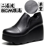 Breakj A Foot Pedaled Women's Shoes Thick Sole Waterproof Slope Heel Single Shoes With Deep Mouth Loose Cake Shoes Ladies Round Head Casual