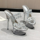 Fashion Summer New Pointed Transparent Waterproof Platform Fine Heel Fashion Runway Ultra High Heel Women's Single Shoes And