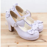 The New High-heeled Cute Bow Tie Sweet Lolita Girls Love Solid Round Princess Shoes More Softer