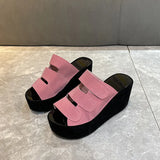 Breakj Slippers Women's 2023 Korean Version Of Spring And Summer Large Code Magic Stick Thick Bottom Slope And Cold Drag Frosted High With Ladies