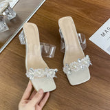 Breakj Women's New Transparent Sandals In The Summer Of 2025 Wear Thick And Water Drill Crystal High-Heeled