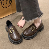 Sole Heighten Small Leather Shoes Women's Shoes Autumn 2023 New British Style Fashion Loafers Mixed With Mary Jane Single