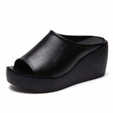 Breakj Women 2025 New Slope And Cool Slippers Summer Loose Cake Thick Bottom Fish Mouth