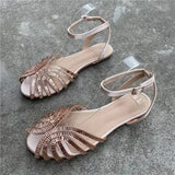 Sandals Woman Leather 2024 Summer Nubuck Shoes Closed Toe Espadrilles Platform Suit Female Beige Breathable Low-heeled