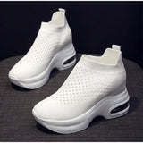 Women Sneakers Breathable Female Knitted Shoes Thick Bottom Walking Shoes Soft Comfortable Spring Air Cushion Summer Casual