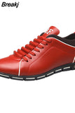 Men Fashion Solid Leather Business Sport Flat Round Toe Casual Shoes Men's Casual Shoes Fashion Summer Casual Shoes Men