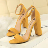 Breakj Women's Shoes Summer High Heels Fashion Simple Thick Heel High Heel Sexy Nightclub A Word Belt