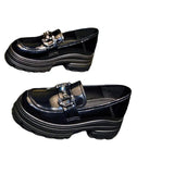 Breakj Bottom Loafer Women 2024 New Autumn College Wind Black Small Leather Shoes Jk Joker Inside Heighten Lacquer Leather Single