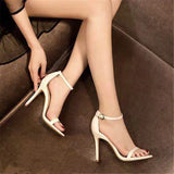Women Sandals Shoes High Heels Leather Peep Toes Buckle Strap Woman Party 2021 Spring Summer Fashion New Arrival Size