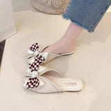 Muller Shoes Net Infrared Wear Women 2023 New Summer Fish Mouth Cool Drag Flat-Soled Pearl Baotou Semi-Slipper