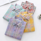 Blouses Shirts Tunic Womens Tops 2020 Long Sleeve Clothing Button Up Down Plaid New Fashion Autumn Turn-down Collar