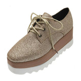 design thick-soled women's sports shoes fashion star mirror leather women's casual shoes runway brand wooden sole
