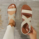 Breakj Spring And Summer New Flat Sandals Women Tight With Roman Beach Shoes Toe Large Women's