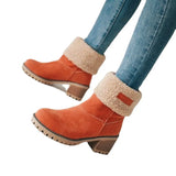Breakj 2025 Autumn And Winter Mid-Boul Thick Heel Overslip Snow Boots 43-Yard Cotton