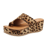 Breakj Size Women's Shoe Sandals Sandal Toe Platform Leopard Print Sandals Slippers Women New Fashion