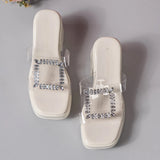 Breakj Female Spring And Summer New Fashion Sequins One-Word Drag Drill Half Slipper Thick Bottom High-Heeled Shoes