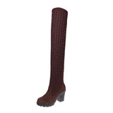 Woman Sock Boots Heels Over The Knee Botas Feminina Woman Long Elastic Botines autumn Winter New Brand Knitting