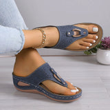 Flat-Soled Slippers Women's 2024 New Fashionable Slope Heel Herringbone