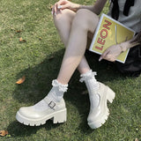 New Lolita Shoes 2022 Platform Shoes White Black Mary Jane Shoes High Heel Women JK Uniform Leather Shoes college girls
