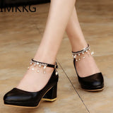 Women Wedding Shoes Crystal Preal Ankle Strap Bridal Shoes Woman Dress Shoes Seay Pumps Sweet Party