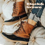 Boots Lady Duck Boot With Waterproof Zipper Rubber Sole Women Rain Boots Lace Up Ankle Shoes Fur Winter Women