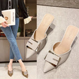 Empty Baotou Slippers 2024 New Pointed Stiletto Semi-Slippers Women Wear Fashionable Sandals And