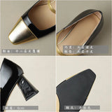 New French Mary Jane Shoes, Lacquered Leather, Square Head, Thick Heels, High Heels, Small Fragrant Style, One Word, Single Shoe