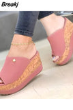 Women Platform Wedges Sandals Fashion Casual PeepToe Heeled Ladies OutdoorSlippers Comfortable Sandals For Female