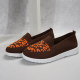 Head, Low Heel, Flying Mesh Single Shoes, Women's Breathable Color Leopard Print Flat Soles