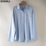 2021 new chic casual loose cotton blouse shirt women solid color oversize long blouse shirt